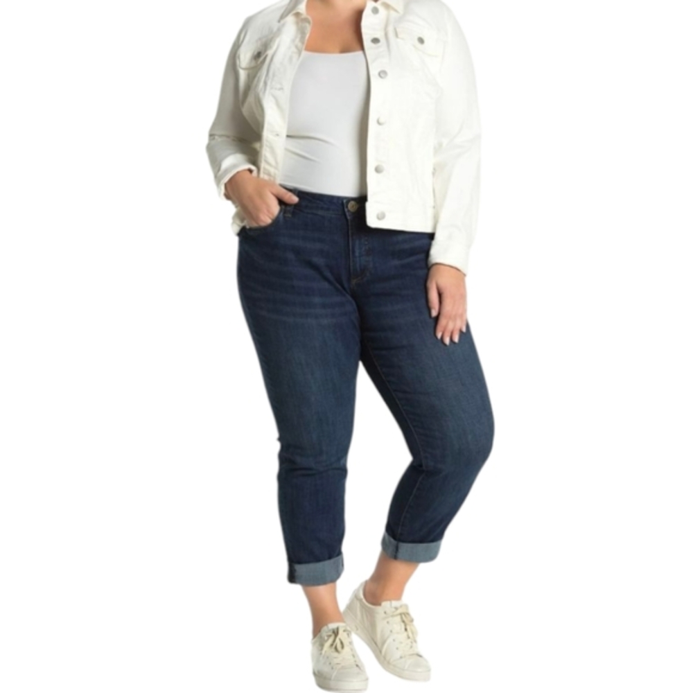 Kut From The Kloth Katy Boyfriend Stretch‎ Women's Dark Blue Jeans Plus Size